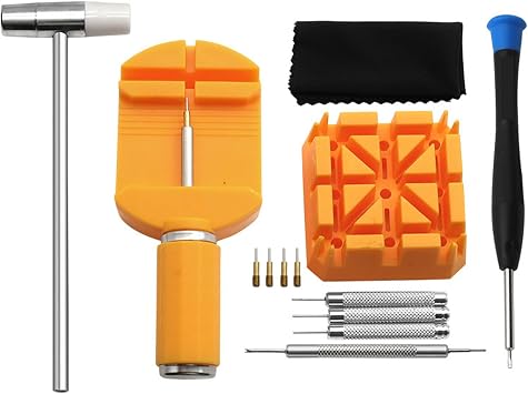 Watch Band Link Pin Tool Set 19Pcs Watch Strap Adjuster Kit with Replacement Pins and Tools for Watch Sizing and Repair, As Pictures