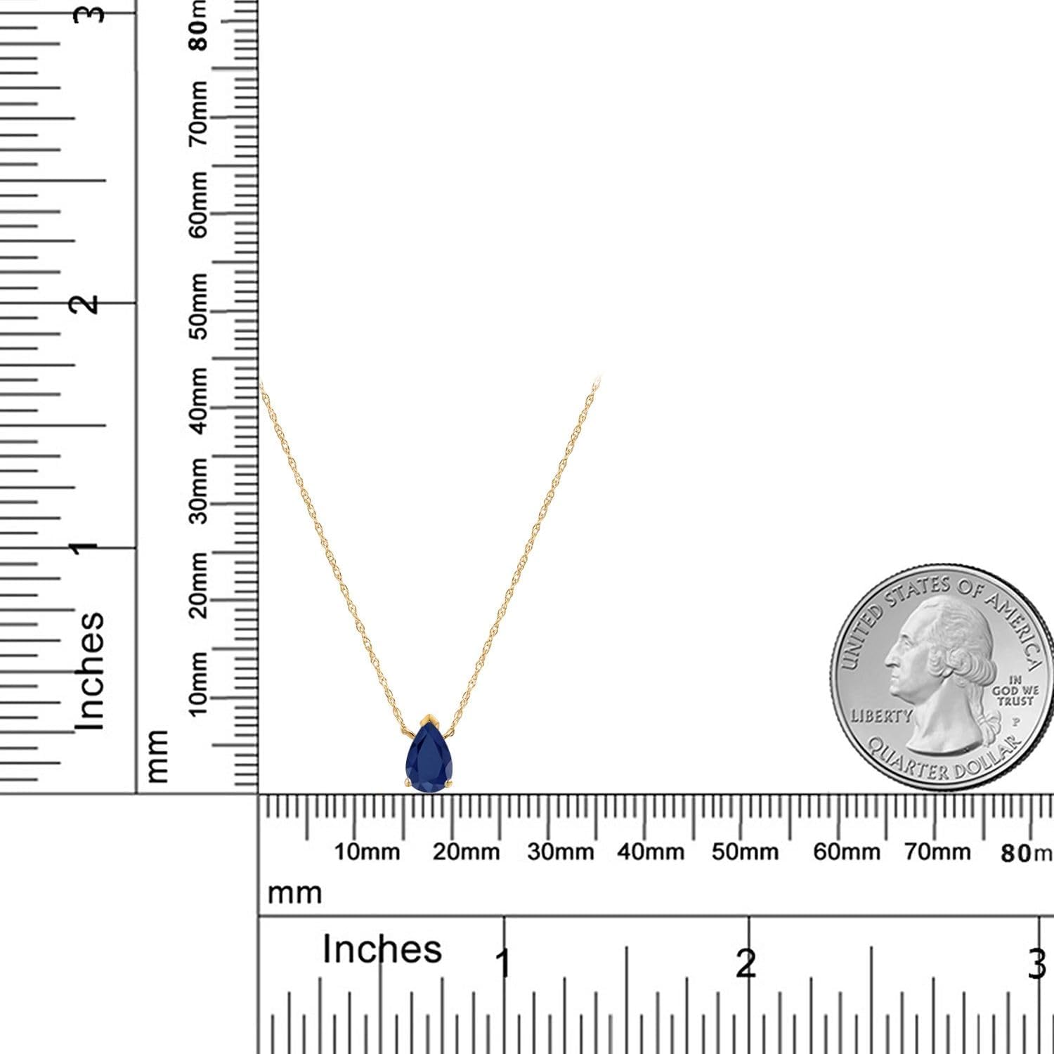 Gem Stone King 10K Yellow Gold Customized and Personalized Pear Shape 7X5MM Gemstone Birthstone Teardrop Pendant Necklace for Women With 18 Inch Chain - Image 6