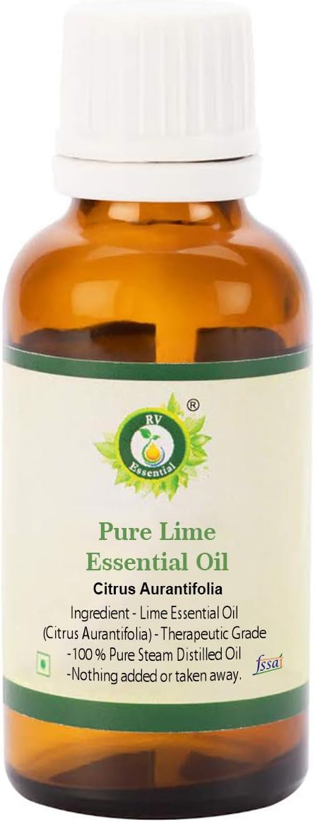 Lime Essential Oil | Citrus Aurantifolia | Lime Oil | for Diffuser | for Skin | for Baking | Pure Lime Oil | 100% Pure Natural | Steam Distilled | Therapeutic Grade | 50ml | 1.69oz by R V Essential