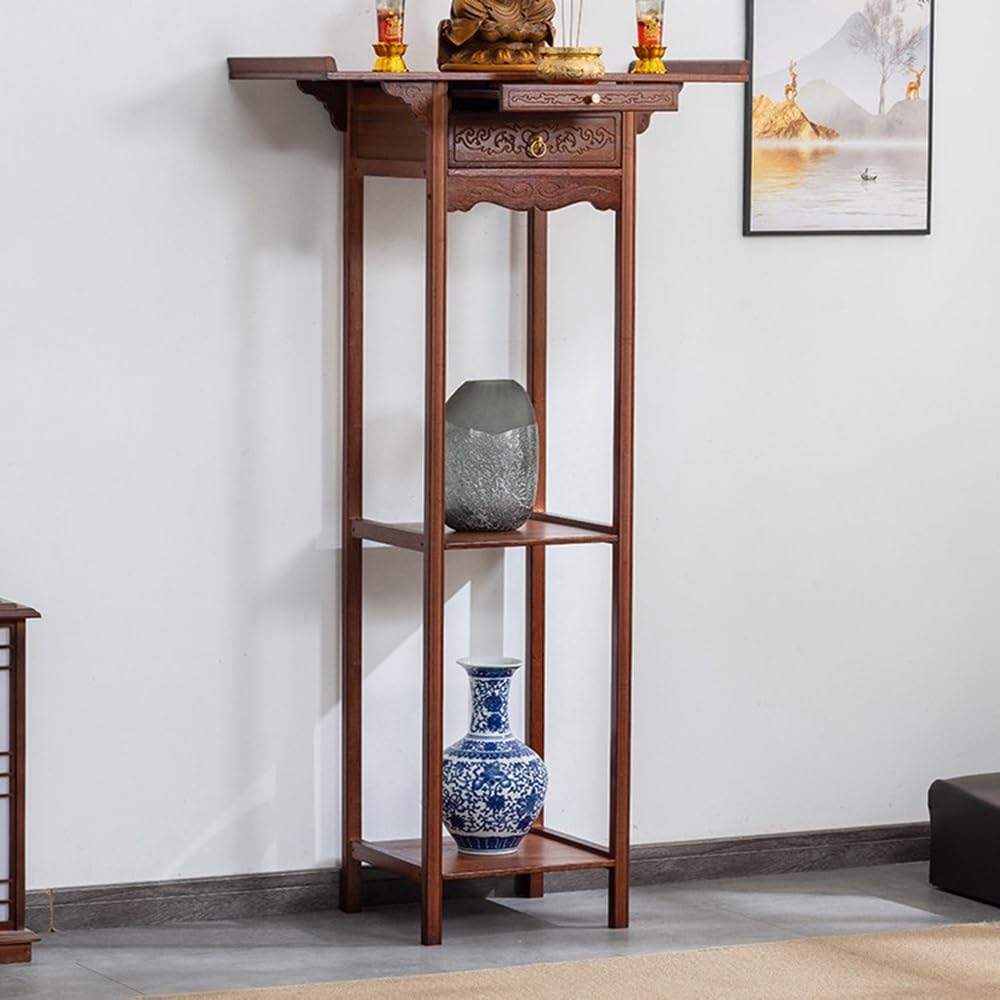 Tavola da altare alta in legno 150 cm Bellissimo | Console di visualizzazione rituale tradizionale(Grande)