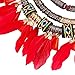 XY Fancy Feather Pendant Multi Layers Tribal Bib Necklace Statement Earring Jewelry Set