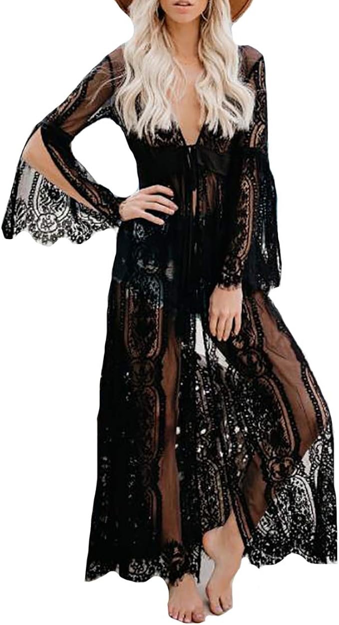Bestyou Women's Long Lace Kimono 