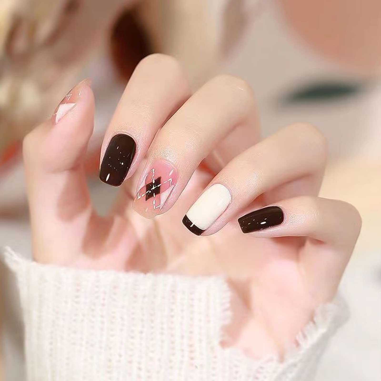 Press On Nails Long Coffin Bellarine Tapered full coverage glossy false Nails
