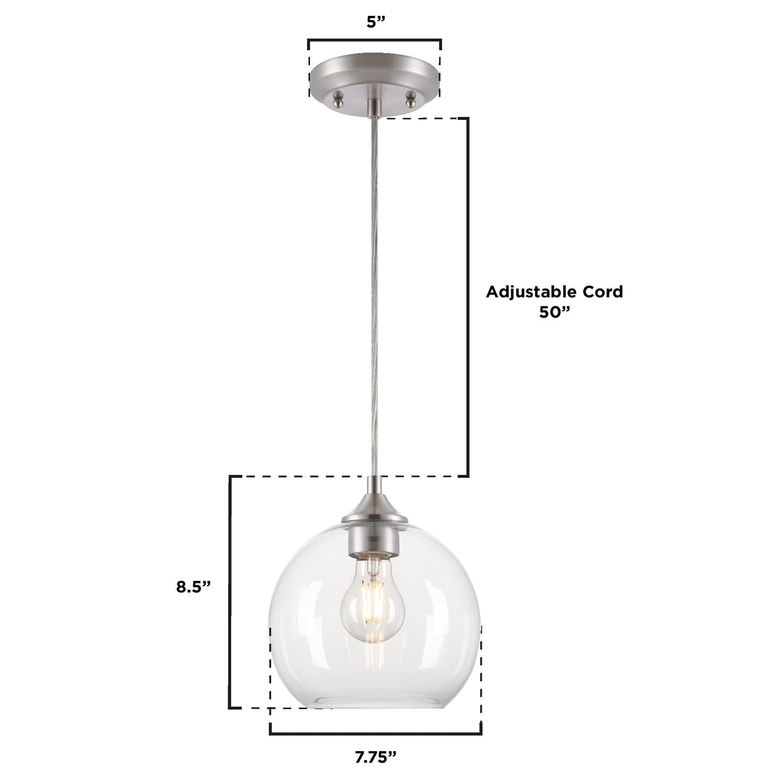 Westinghouse Lighting 6130500 Tatze Contemporary One Light Indoor Mini Pendant, Brushed Nickel Finish, Clear Glass