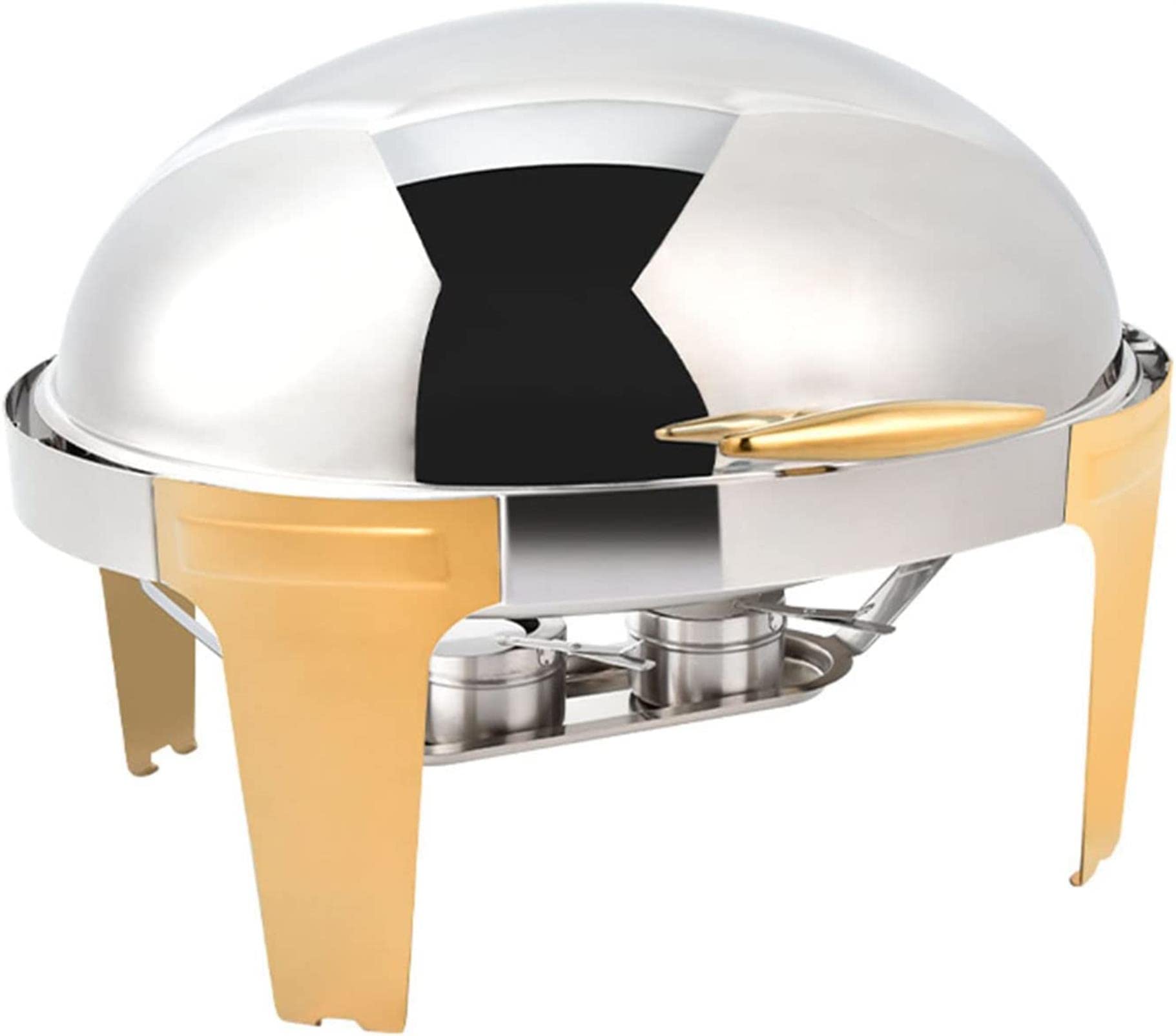 Chafing Dish con Coperchio a Rullo da 9 Litri, Contenitore riscaldante per Buffet a Forma di Uovo, con teglia per Alimenti e Porta-combustibile, per Buffet, cene, Feste, Banchetti Nuziali