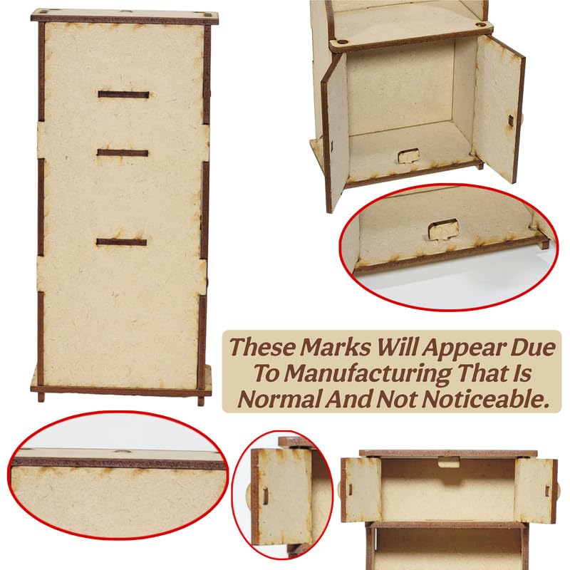 Mini Gifts - Wooden Toy Almirah with 4 Openable Doors & 2 Shelves | Miniature Wooden Cupboard for Kids Play & Dollhouse (15x7.5x4 cm) - Image 4 thumbnail