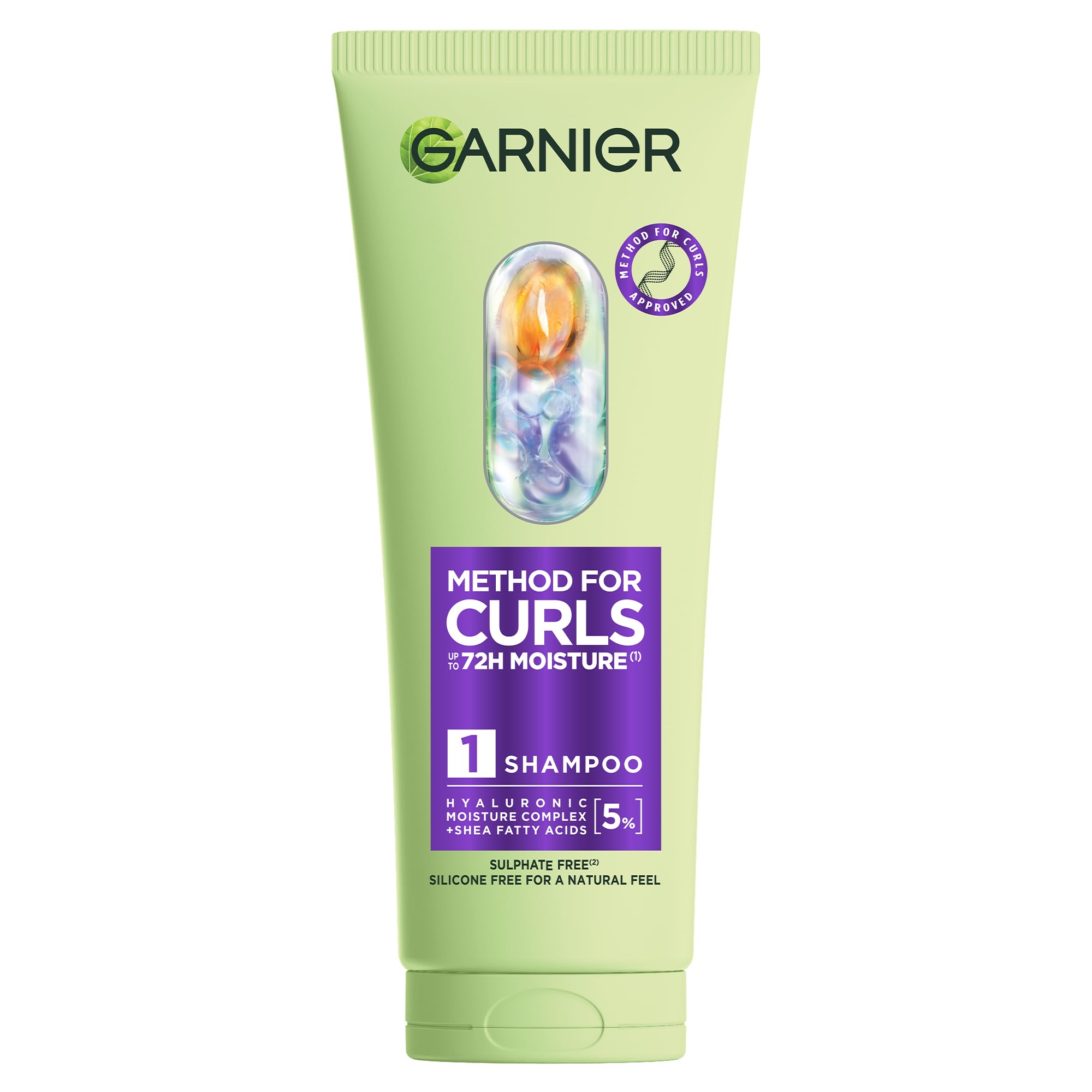 GarnierMethod For Curls Moisture Shampoo, up to 7 days of moisture & curl definition. Designed, tested & approved on all curl types, including type 4 curls & coils. Silicone free, Vegan Formula,200ml