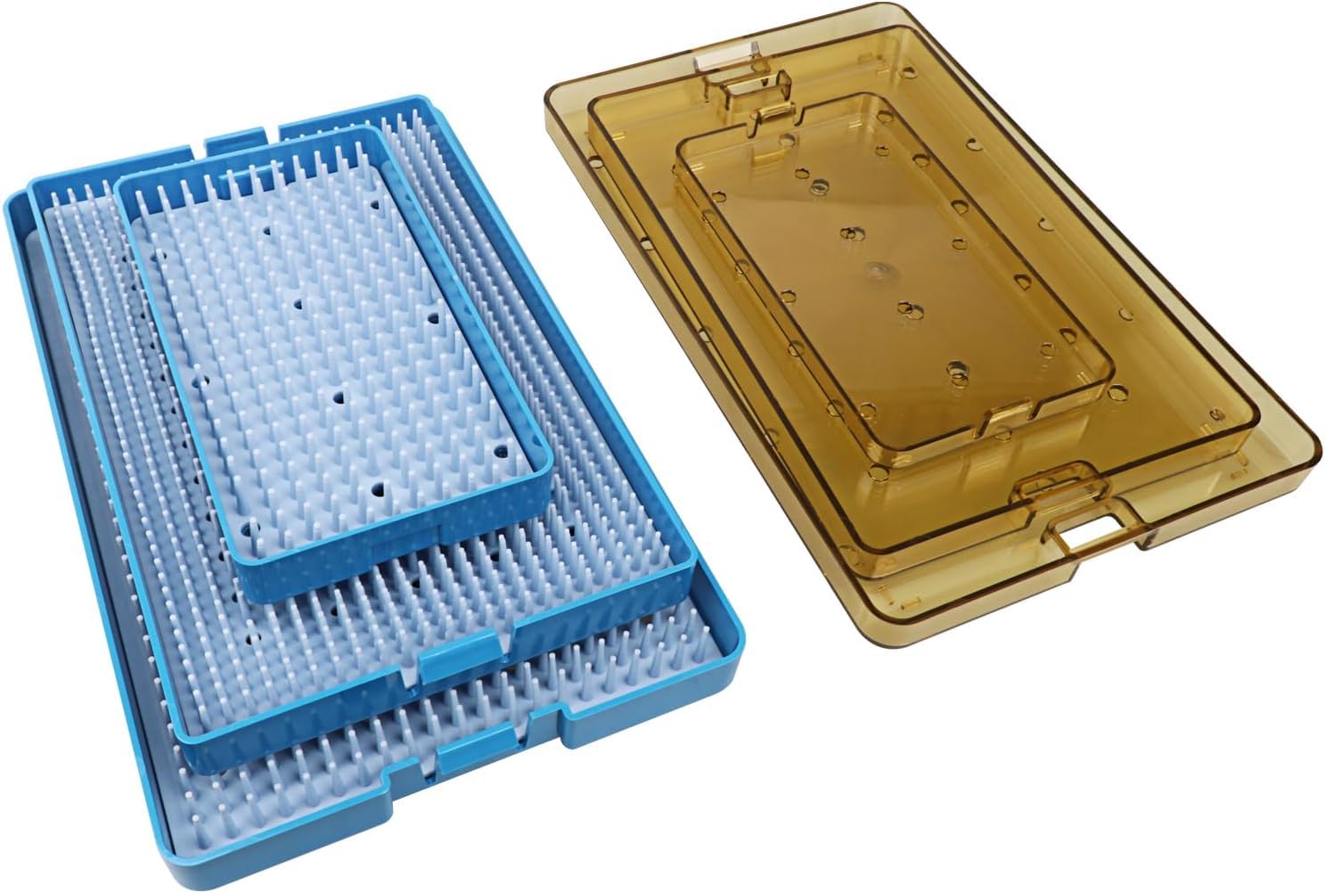 L/M/S Caja de almacenamiento de instrumentos autoclavable para instrumentos con bandeja de esterilización con alfombrilla de silicona (L)