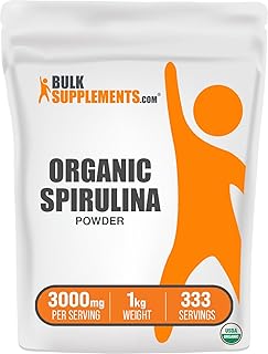 BulkSupplements.com Organic Spirulina Powder - Superfood Powder, Green Spirulina Powder, Spirulina Organic - Vegan-Friendl...
