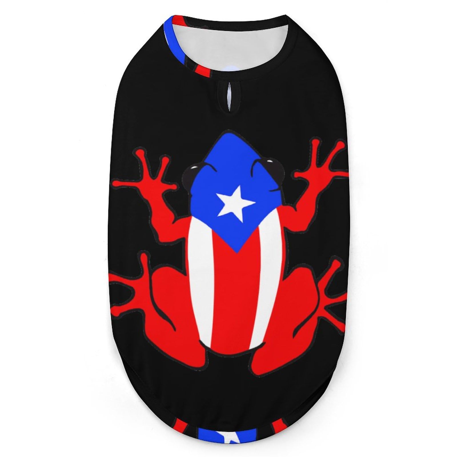 Puerto Rico Flag Frog Dog Shirts Printed Pet Tank Top Sleeveless Vest Soft Pet T Shirts for Puppy and Cat