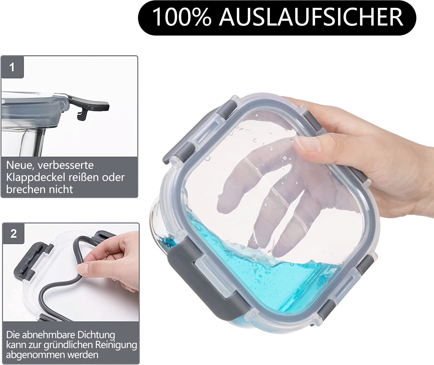 Glas Frischhaltedosen mit deckel Vorratsbehälterset ,kühlschrank organizer Aufbewahrungsbehälter aufschnittboxenmeal prep gläser ,obst gemüse aufbewahrung Lunchbox Brotdosen- BPA-frei (10 Behälter)