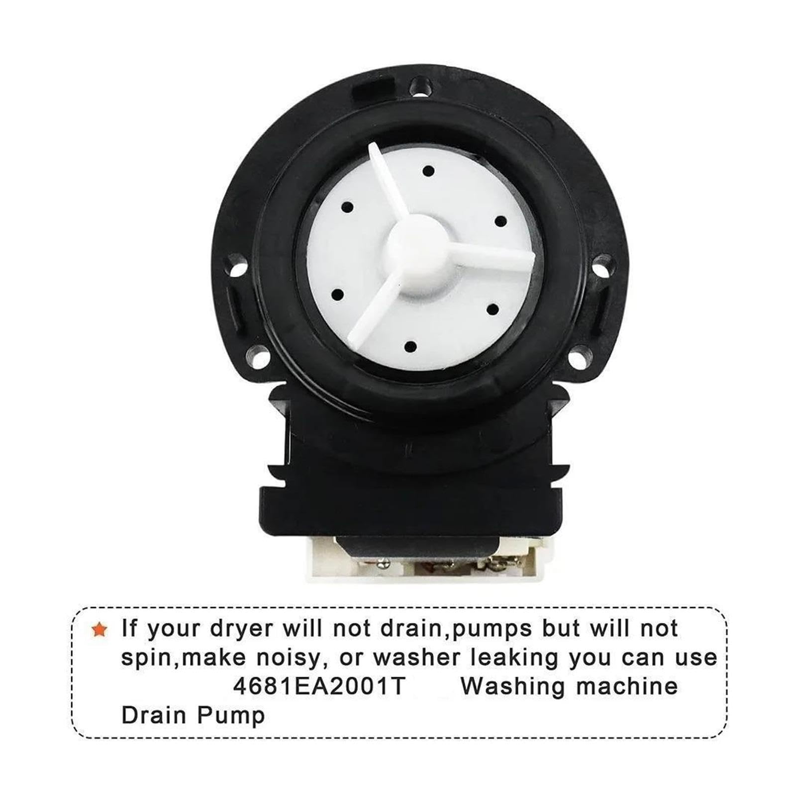 Bomba de Drenaje de Lavadora, Compatible con Kenmore, 4681EA2001T
