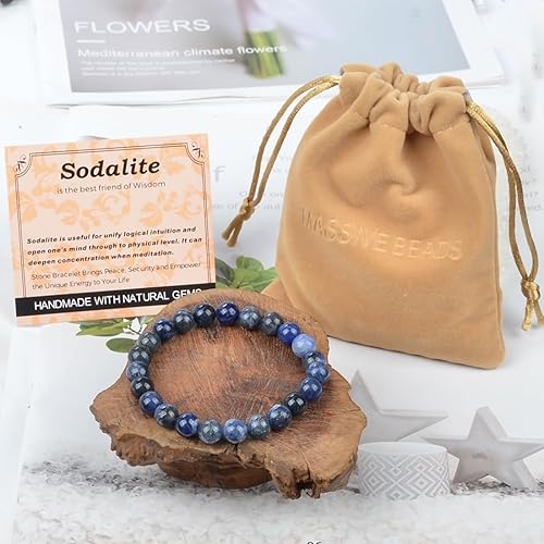 Vista 228 de MASSIVE BEADS Pulsera elástica de yoga hecha a mano con piedra natural, cristal curativo, energía, regalos para adultos unisex de 0.157 in, 0.236