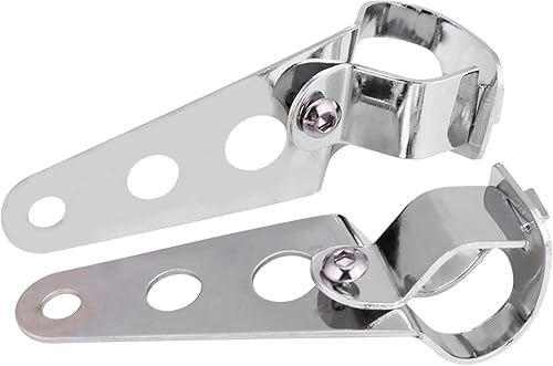 Miniatura 6 de - Soporte para faros delanteros de motocicleta, 2 soportes de montaje de faros Horquilla Racer 1.102 in-1.339 in (Plata)