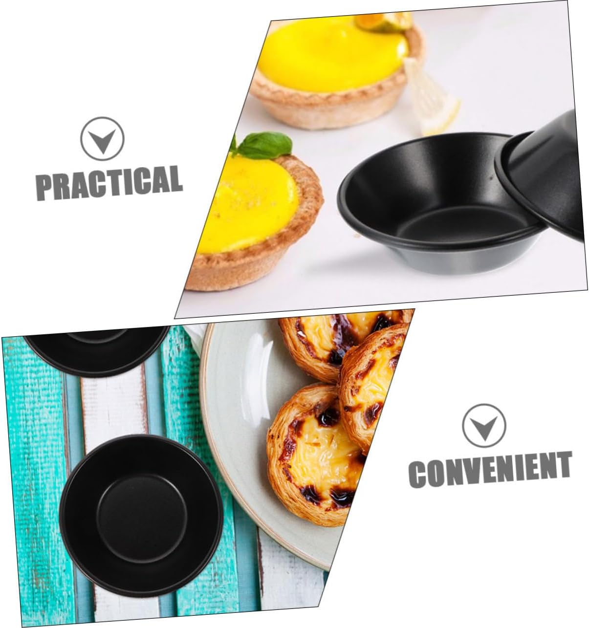 8pcs Carbon Steel Egg Tart Maker Nonstick Coating Tart Molds for Baking