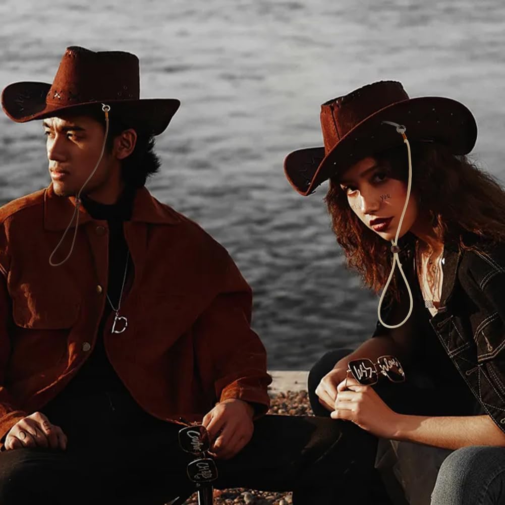 4Pcs Polyester Hat Chin Strap 4 Colors Removable Cap Chin Cord Western Hat Chins Strap with Cotter Pins for Men Women Sun and Outdoor Hats Cowboy Supplies