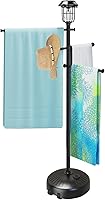 YACONA Solar-Powered Outdoor Pool Towel Rack - Adjustable Wheeled Racks with LED Lights for Backyard Pools