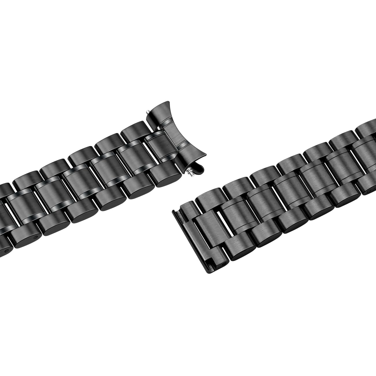 22 mm Universal-Uhrenarmbänder, massiver Edelstahl mit gebogenen Endstücken, Ersatzarmband für Damen und Herren, Silber