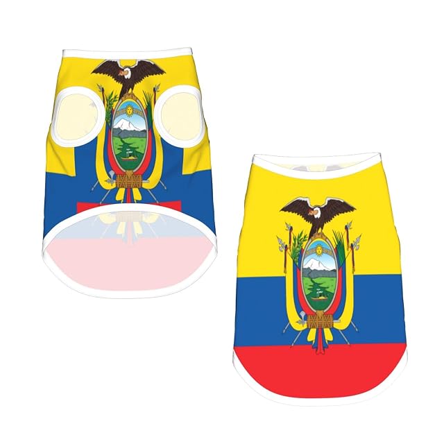 Foto 2 de 8 de Ropa de perro con la bandera de Ecuador, camiseta para perros pequeños, niñas y niños. Suéter para mascotas