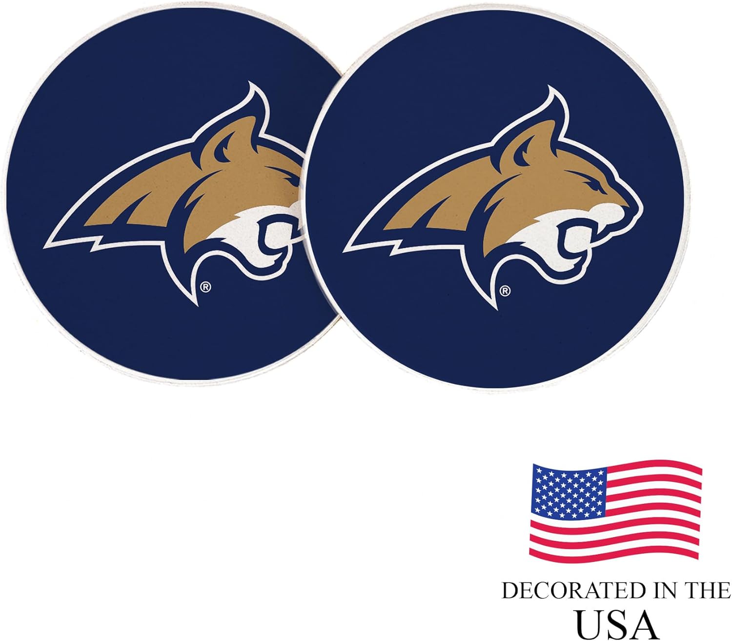Desert Cactus Montana State University Car Coaster Bobcats MSU Absorbent Sandstone Car Cup Coasters Set of 2 (Design A) - Image 4