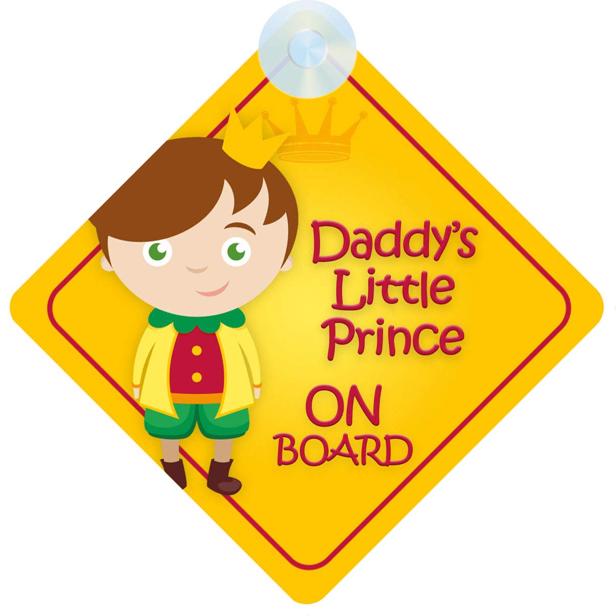 Qg Ltd Men's Daddy's Little Prince On Board Car Sign For Child/Baby Boy Non Personalised Character Theme Bdlp004