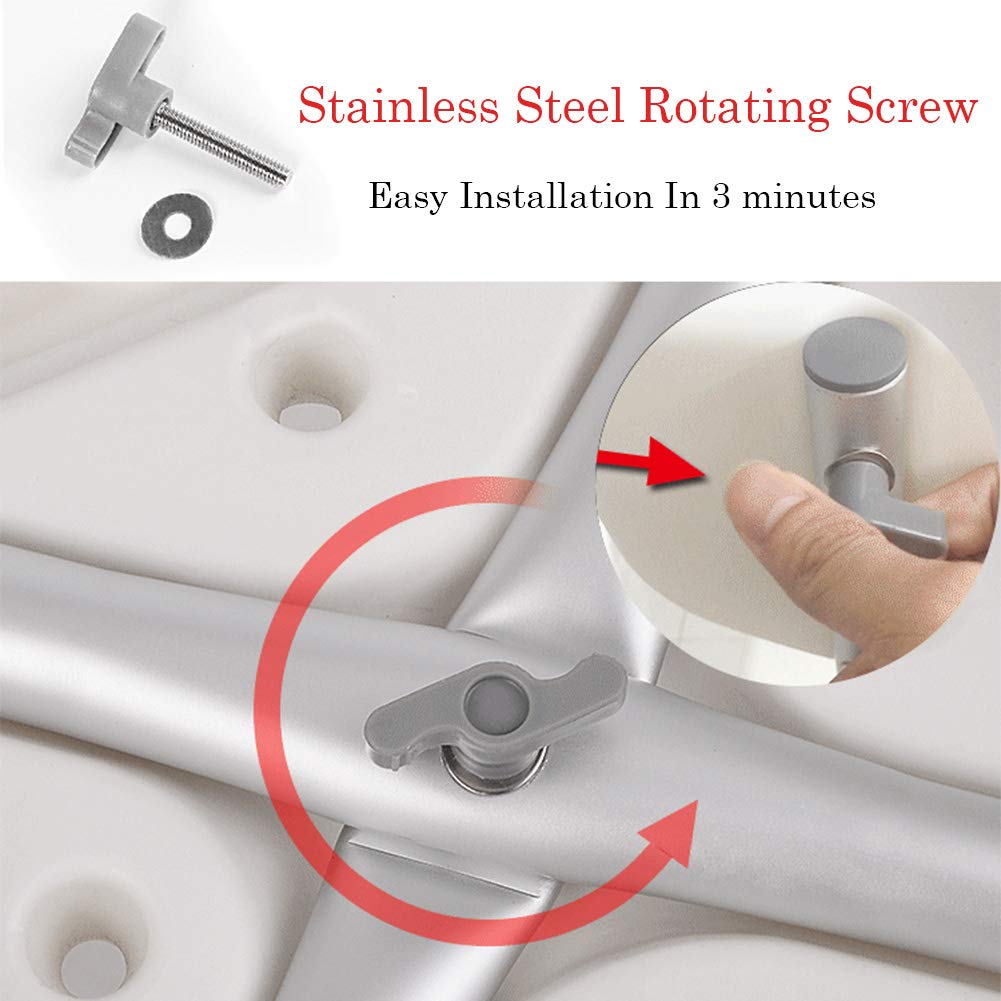 Ergonómico Blanco Silla de Ducha con Respaldo y Teras Antideslizantes,Ensamblaje Sin Herramientas Taburete de Ducha-Regulable en Altura,para Ancianos y Discapacitados