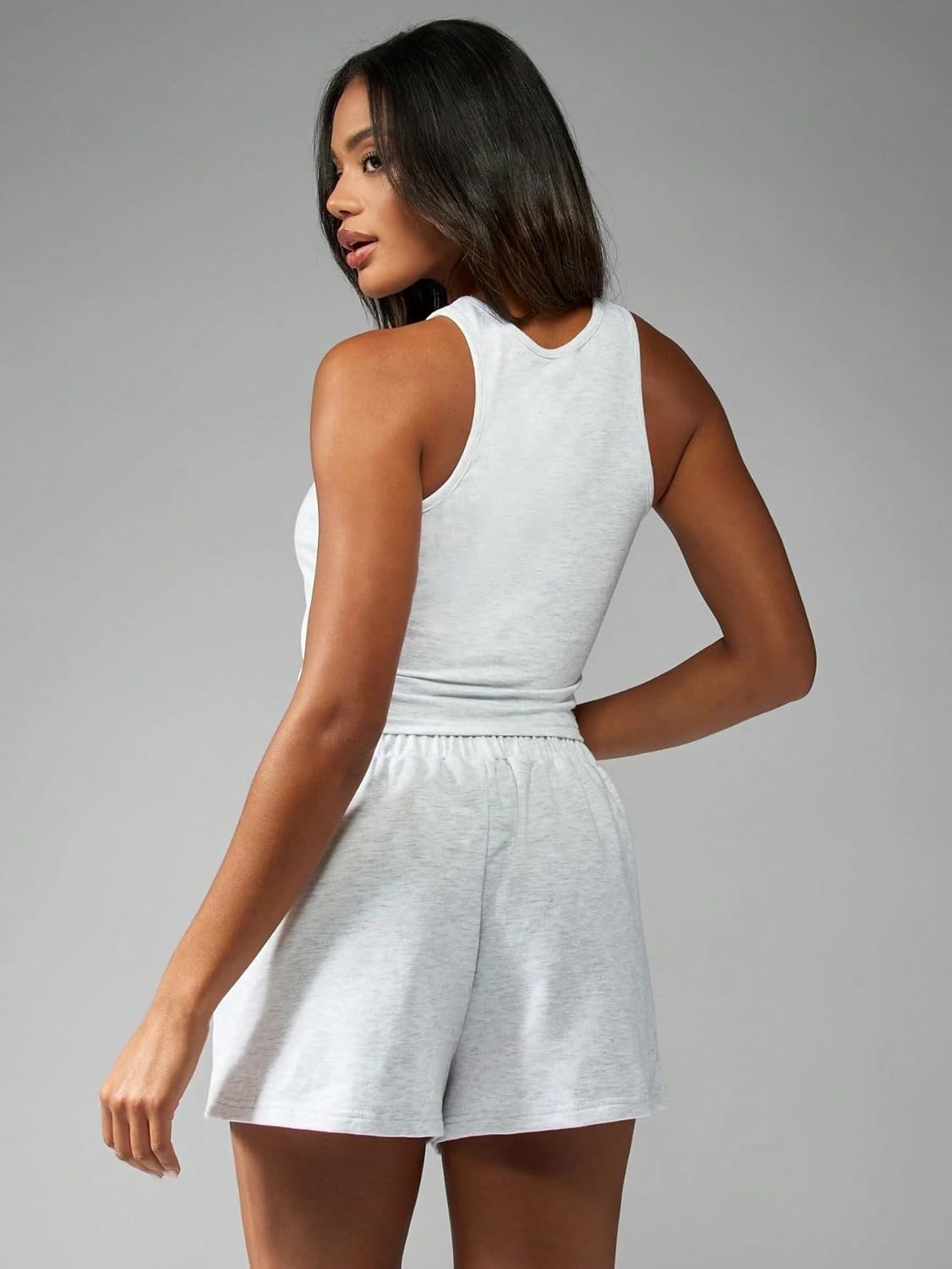 Womens Slimming Fit Sleeveless Cropped Top And High Waist Shorts For Summer