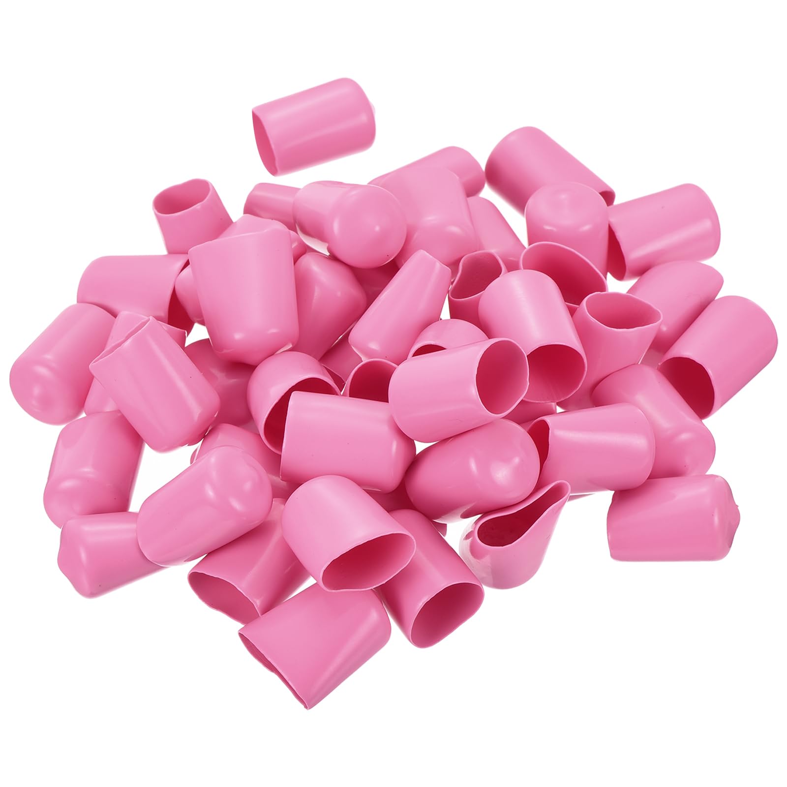 uxcell 100pcs Rubber End Caps 14mm ID Vinyl PVC Round Tube Bolt Cap Cover Screw Thread Protectors Pink