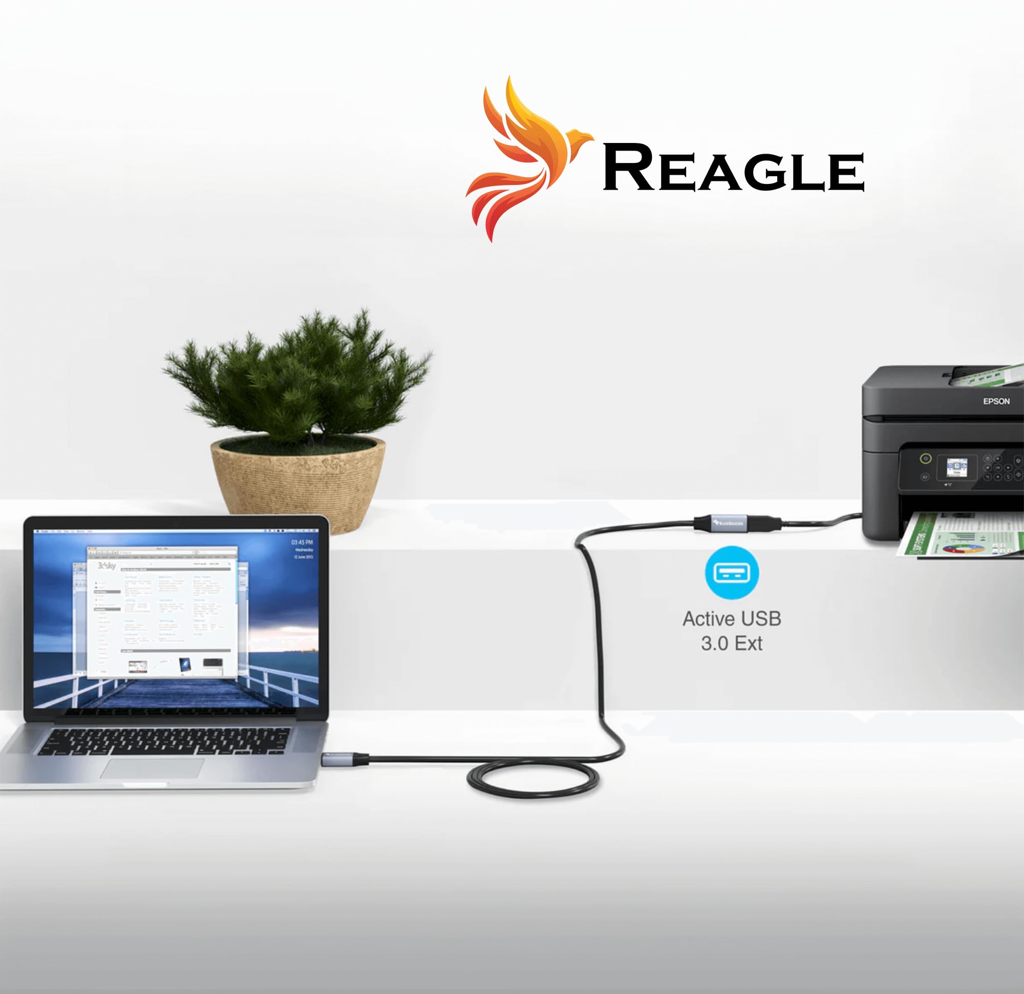 Reagle Active Extender Kabel USB-A 10M USB 3.2 Gen1 5 Gbps Verstärker A Stecker auf A Buchse plug and play für Kartenlesegerät,Tastatur, Drucker, Scanner, Kamera