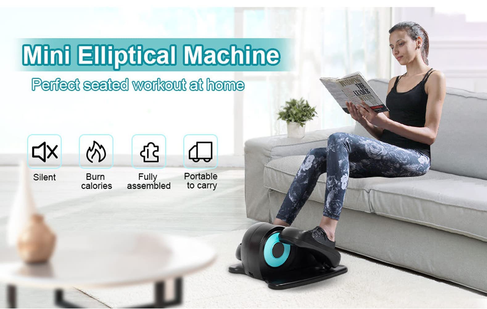 Ellittica elettrica sotto scrivania Trainer ellittica con Telecomando, 5 Livelli di Resistenza Regolabili, attrezzo Ginnico a Pedali seduti, per la Palestra dell'home Office