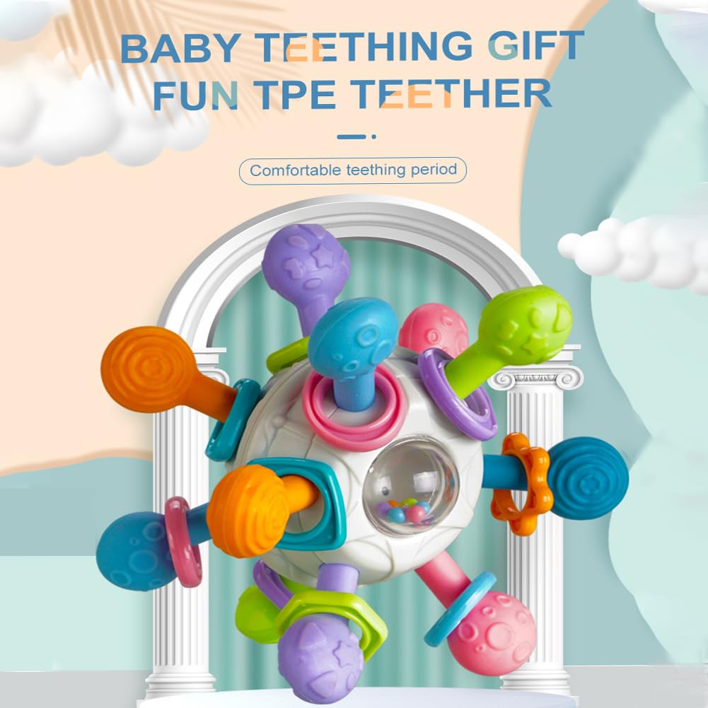 Grave Ball Baby Toy, Sensory Teething Ring Toy, Silicone Teether Motor Skills, Early Education, white - Image 2