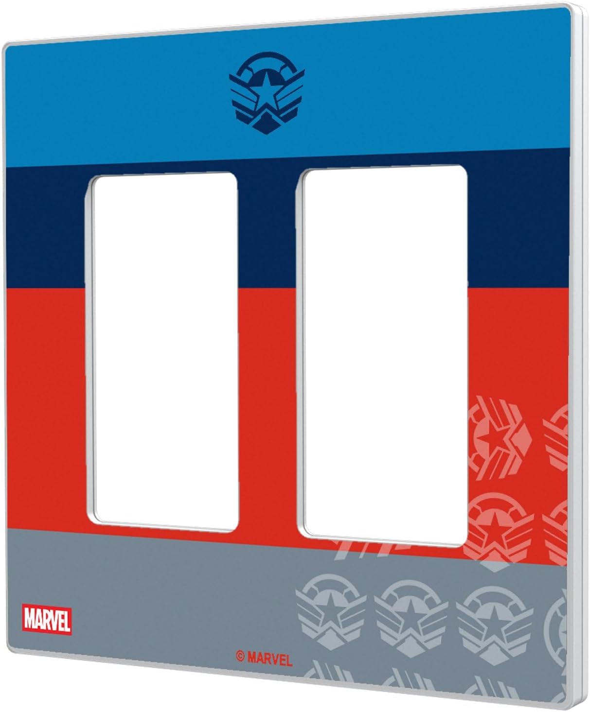 Marvel Avengers Iron Man Sigil Hidden-Screw Light Switch Plate for Double Rocker