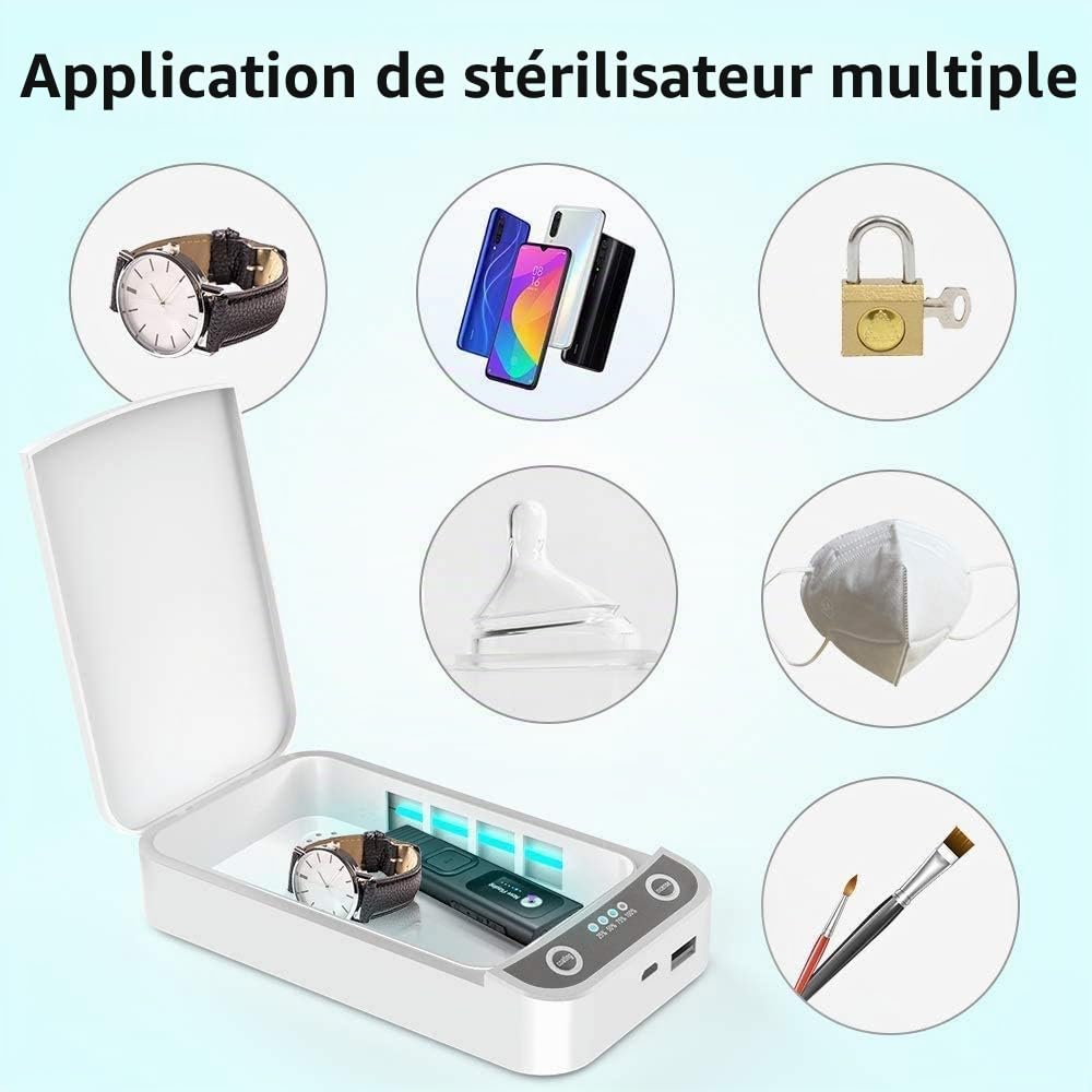 PROtastic Boîte de désinfectation UV Ultra Violet - Parfait pour la stérilisation de téléphone/clés/portefeuille/argent, etc. - Alimenté par USB avec minuterie automatique