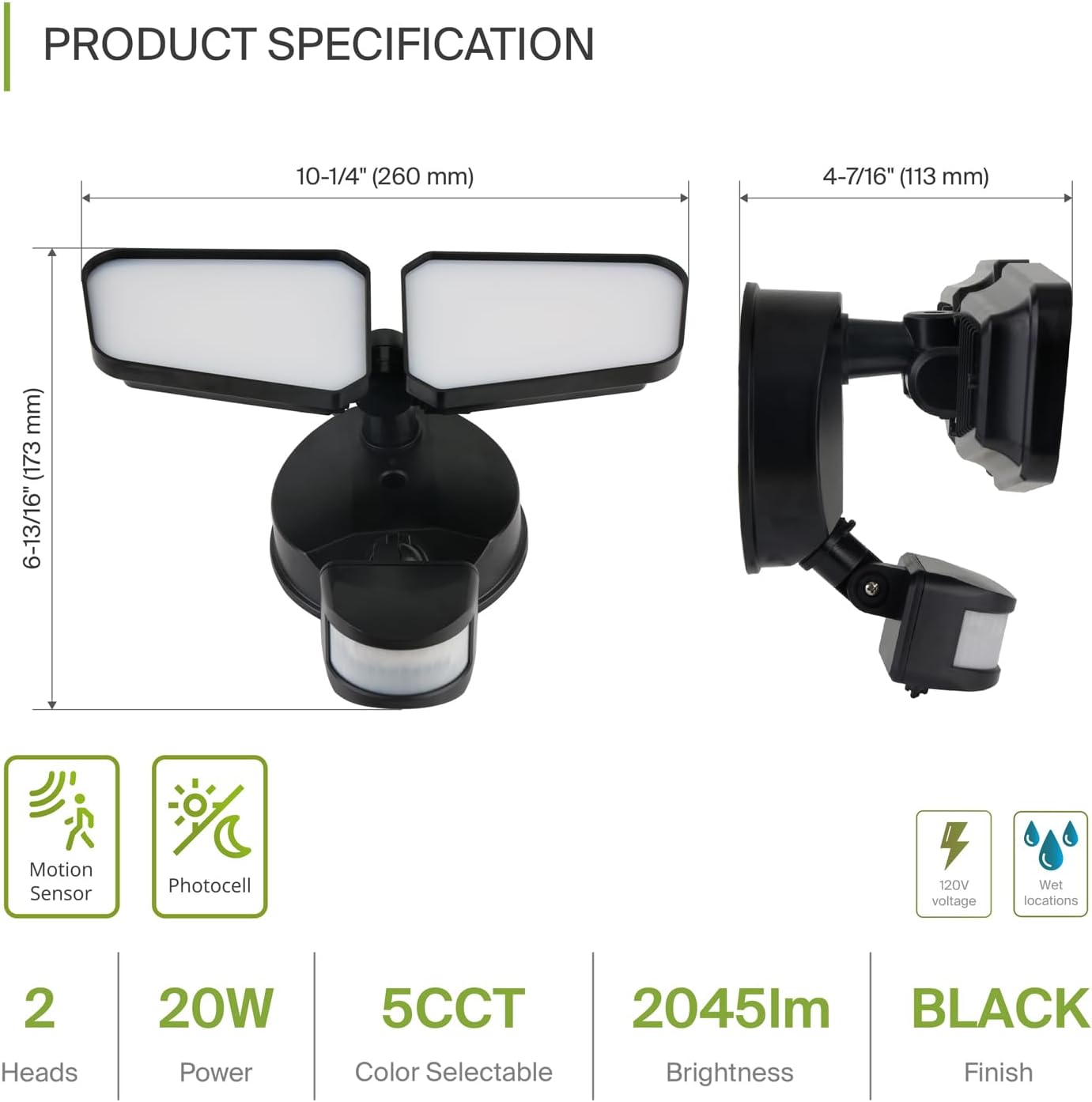 Product dimensions and features