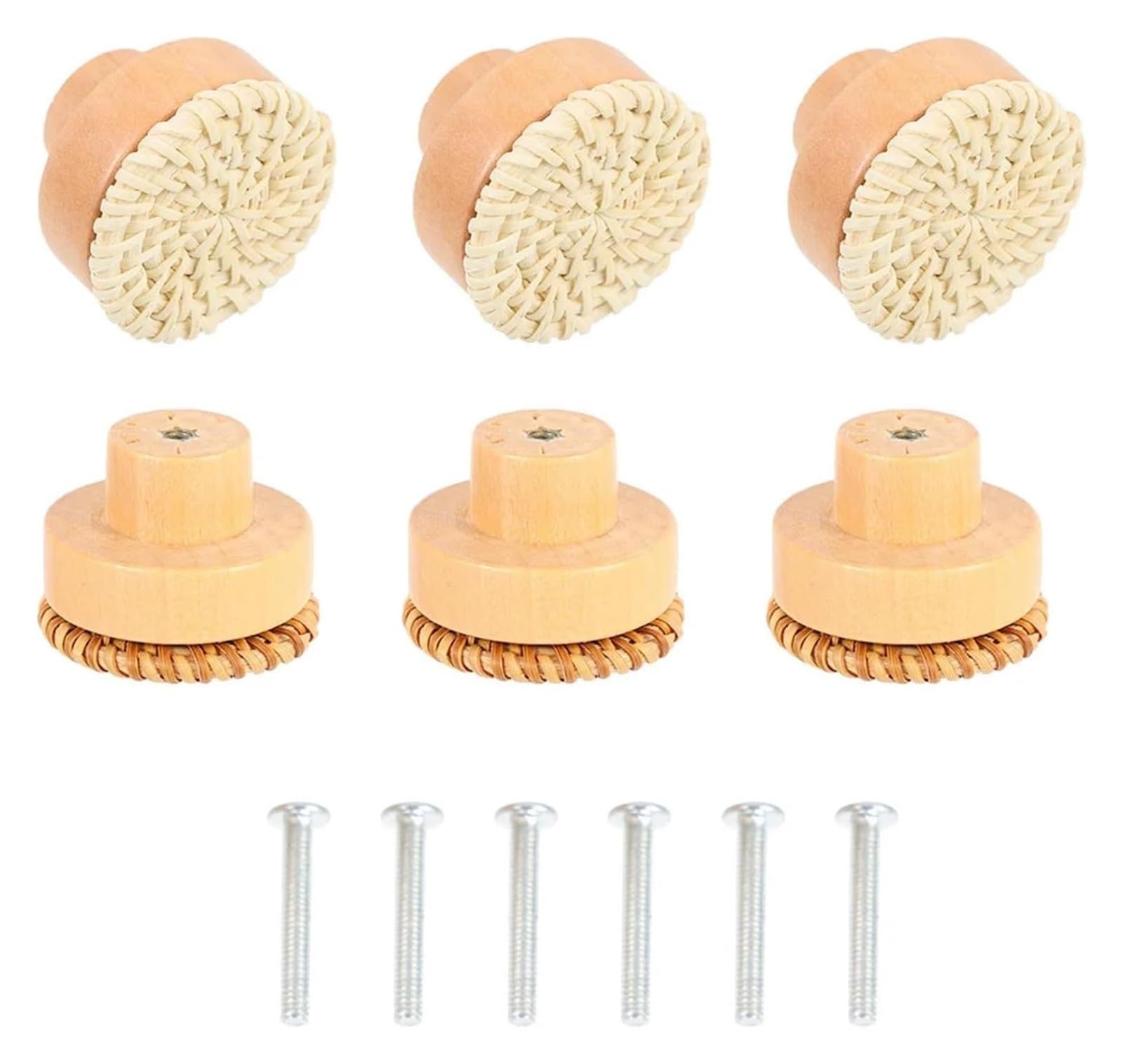 NHralpajj Rattan Wooden Drawer Pulls