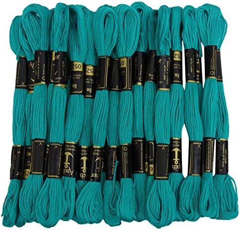 IBA Indianbeautifulart Hand Cross Stitch Stranded Cotton Embroidery Thread Floss Pack of 25 Skeins-Teal Green