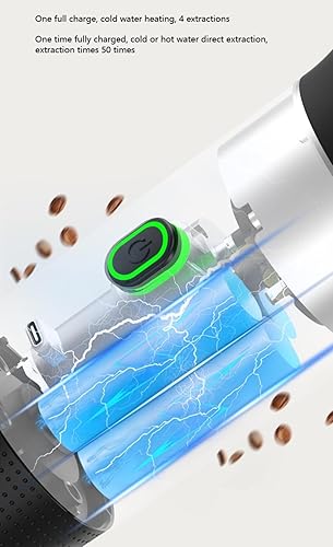 Miniatura 4 de Cafetera eléctrica portátil inalámbrica con USB-C, autocalentable, cafetera espresso recargable para viajes, camping, casa rodante, hogar, oficina