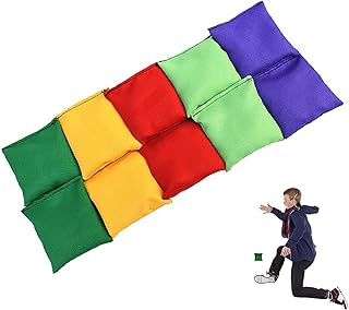 Bean Bag Throwing Game Set - 10 Pack Small Bean Bags Kids Throwing with Superior Stitching,Throwing Sandbags Game,Color Random, Fun Sports Outdoor Game for Family and Kids