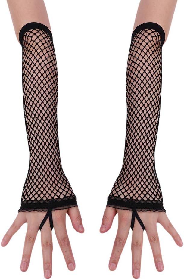 Kids Long Fishnet Gloves Girls Lace Fingerless Mesh Gloves Dance Performance Party Costume Accessory Black : Clothing, Shoes & Jewelry