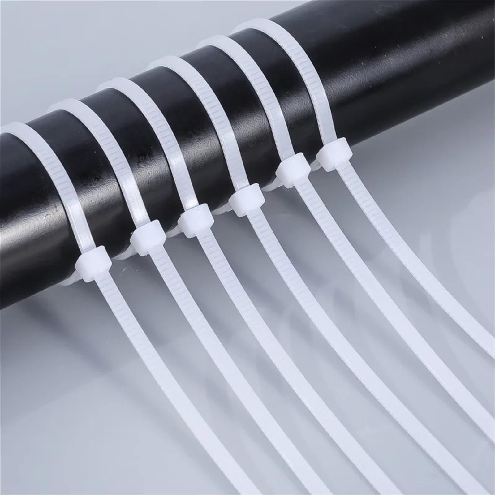 Bridas de nylon con clip, Bridas for Cables, Nylon Autoblocante, Ajustables, Negro/Blanco, 3x(100-150) mm(White- (3x100mm))