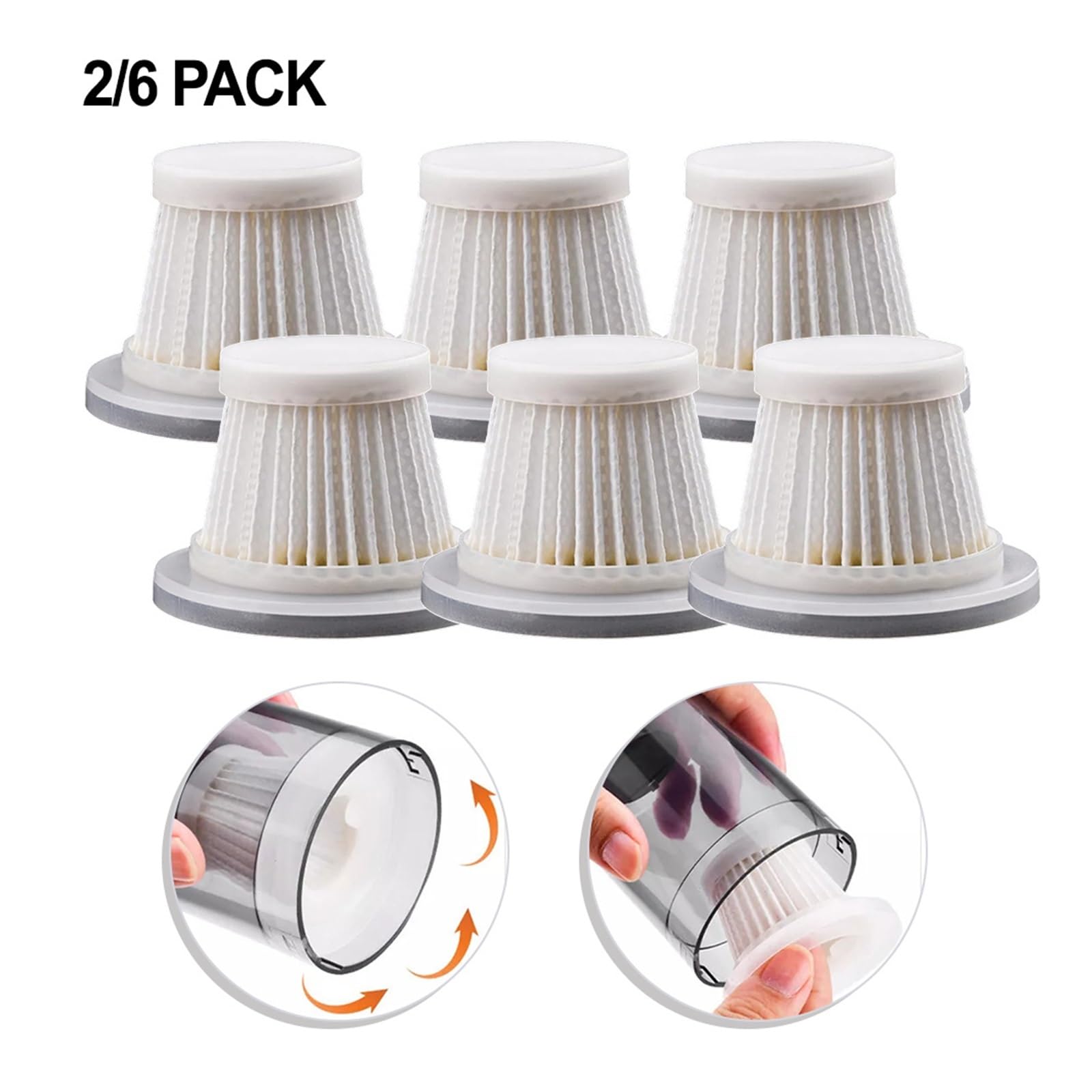 Paquete De 2/6 Filtros Lavables Reutilizables, Accesorios for Aspiradoras De Mano