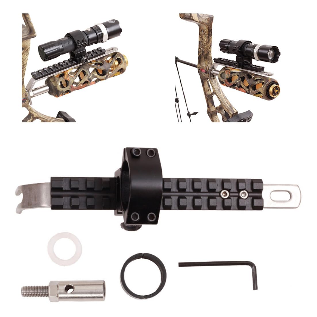 Soporte estabilizador de Metal Resistente para Linterna de Arco y Flecha, Accesorio para Tiro Nocturno con Arco Compuesto.