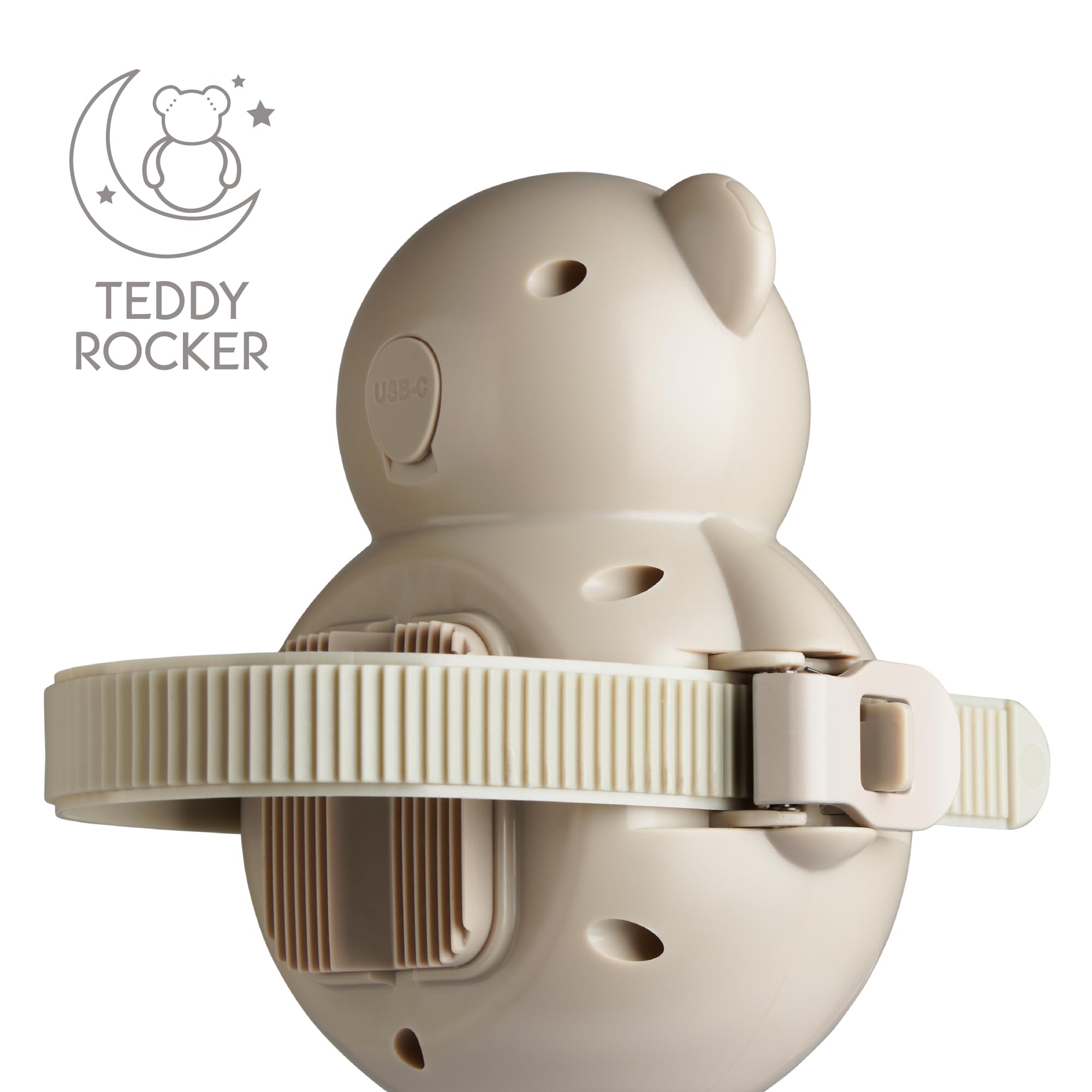 Baby Rocker, Mecedora Automática para Cochecito o Cuna, Bebés hasta 3 años, Portátil, Sensor de Llanto, 5 Velocidades, Temporizador, Batería Recargable USB