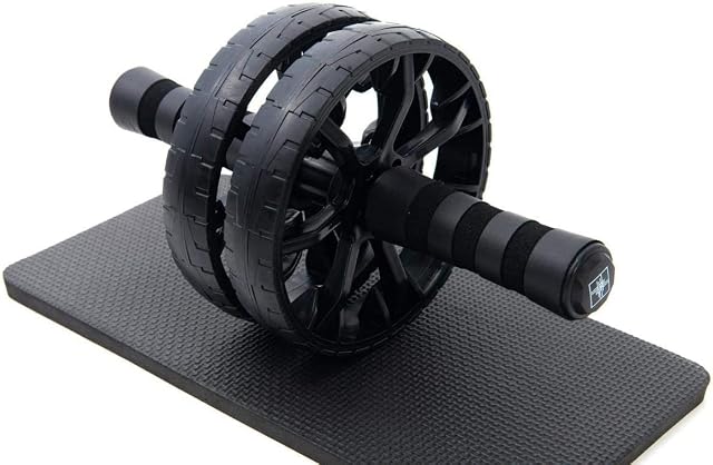 EDS Ab Roller Wheel Abdominal Exercise Dual Wheel with Thick Knee Pad Mat Core Abs Trainer Cruncher Ideal for Body Fitness Strength Training Home Gym Equipment for Men & Women with Skipping Rope