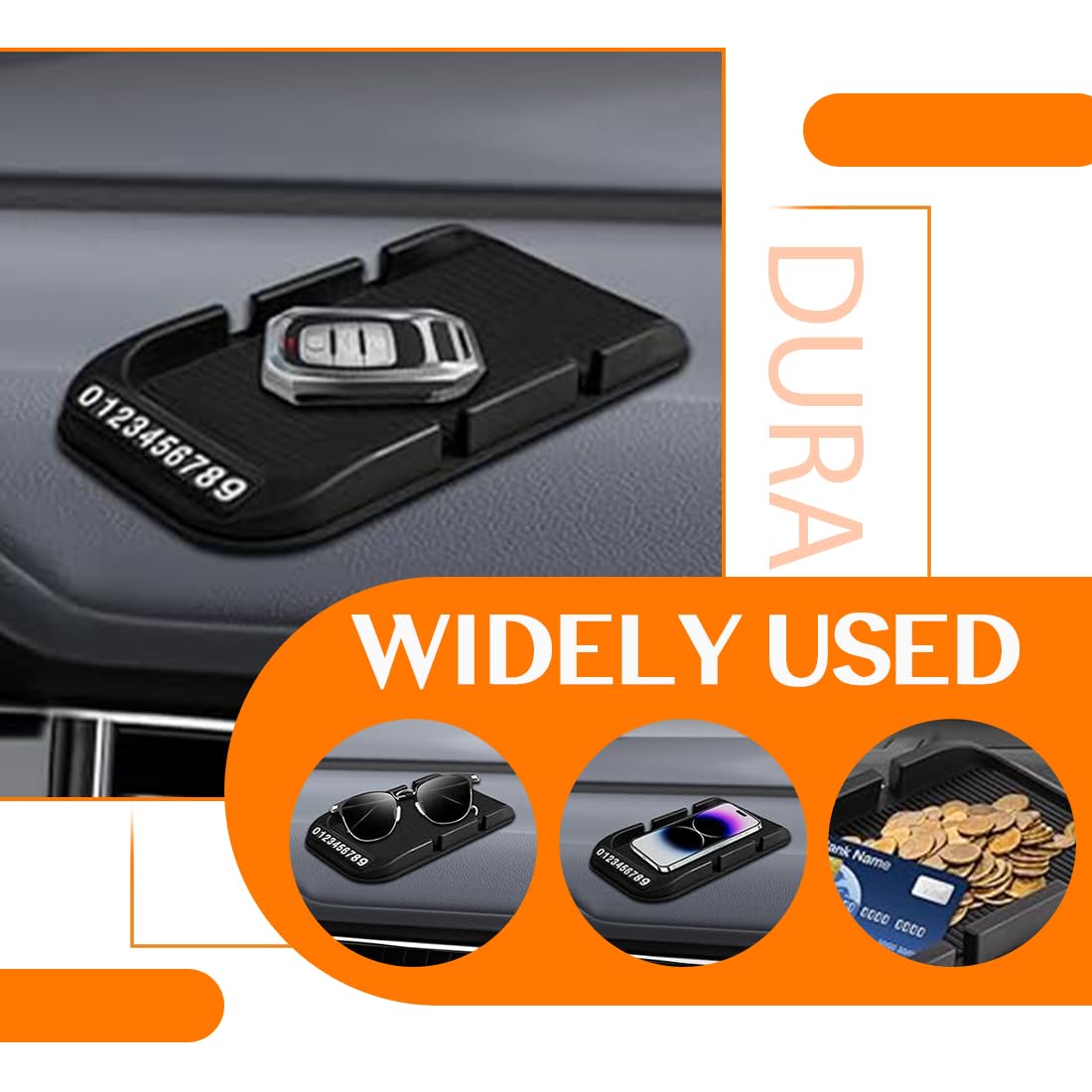 Tappetino Antiscivolo 3 In 1 Per Auto - In Silicone, Per Cellulare, Oggetti E Cartelli, Riutilizzabile