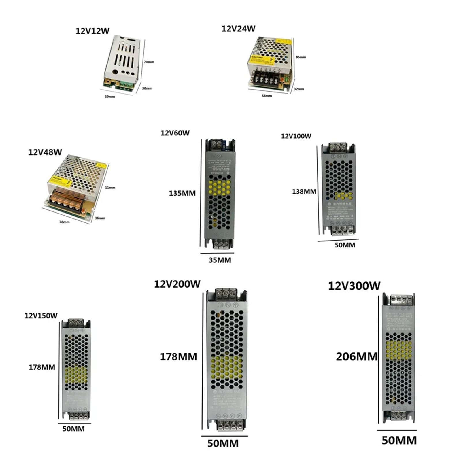 Dünnes Schaltnetzteil DC 12V 24V 48V 60W 100W 300W AC110-240V Quellenadapter 1St(12V-12W)