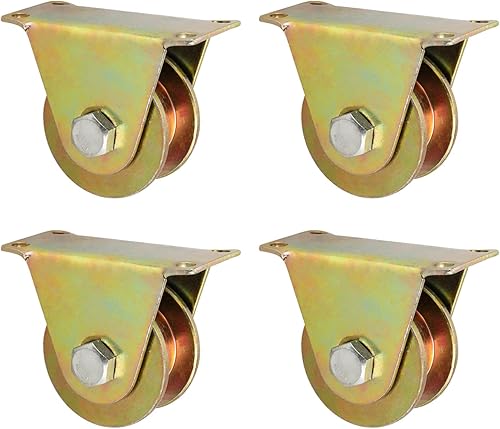 Rueda de riel H-Groove, rueda de ranura en H, rueda rígida resistente, capacidad de carga de 2,204.6 lbs, para puertas correderas de tubo cuadrado,