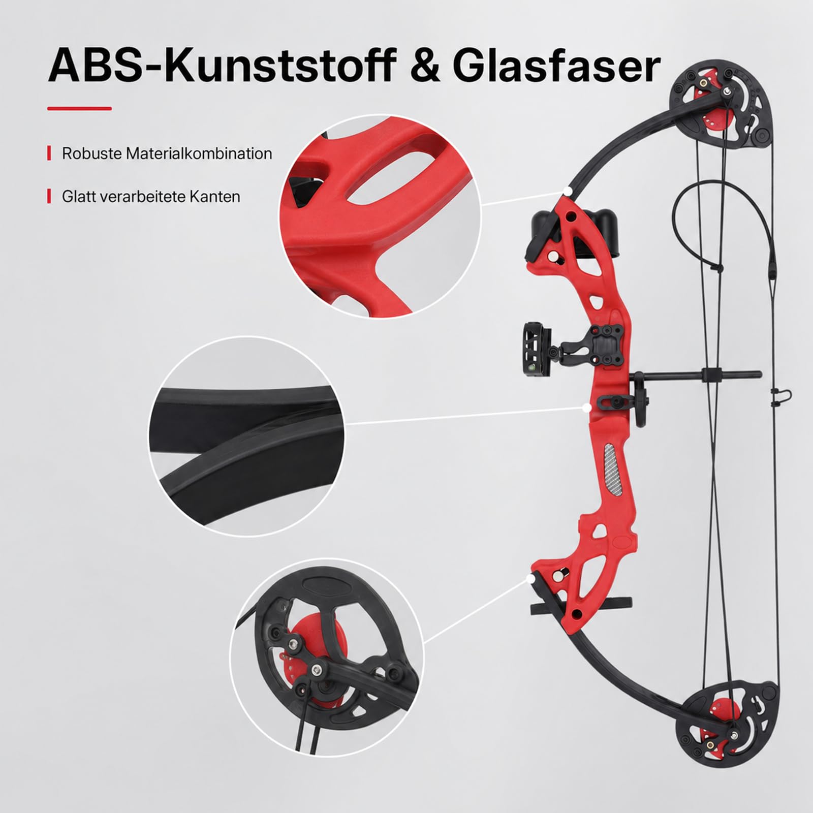 Pfeil und Bogen Kinder Set mit Visier Armschutz Auflage | Einstellbar 16-29 Lbs Zuglänge (19,3-28,4 Zoll) für Jugendliche Und Einsteiger für Rechtshänder (Rot)