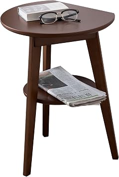 Hagihara Side Table Round Desk Night Table Can be attached to the wall Round Table Natural Wood Dark Brown VT-7972DBR