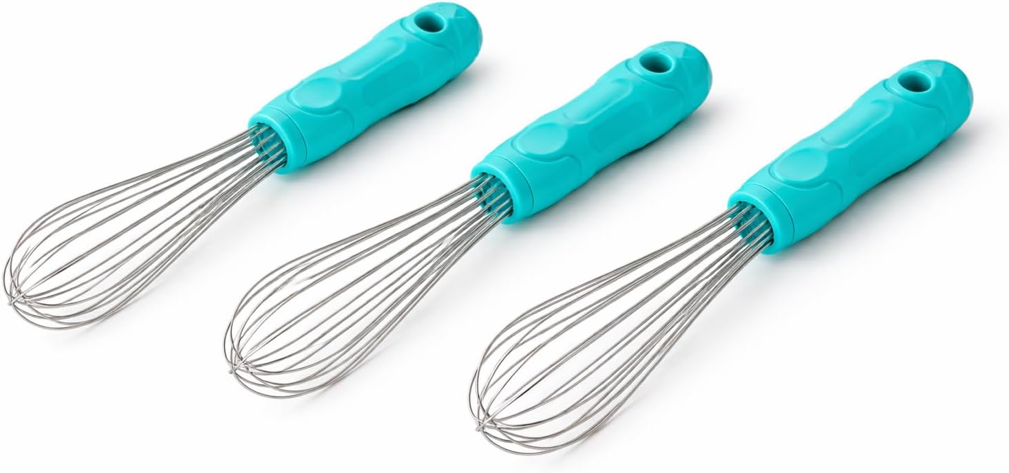 Manual Eggbeater | Stainless Steel Beater with Plastic Handle for Beating Eggs, Churning Milkshakes, and Stirring Soups | Compact and Durable Kitchen Tool | Pack of 3